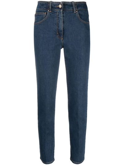 Shop Peserico High-waist Cotton Jeans In Blue