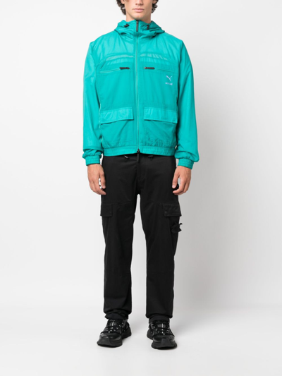 Shop Puma X Koché Reversible Zip-up Hooded Jacket In Blue