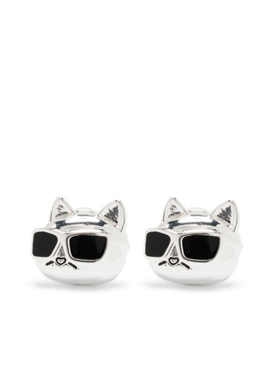Shop Karl Lagerfeld K/ikonik Choupette Stud Earring In Silver