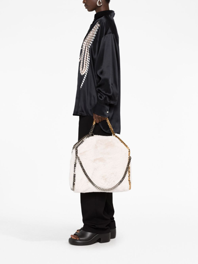 Stella Mccartney Falabella Faux Fur Tote Bag In Neutrals