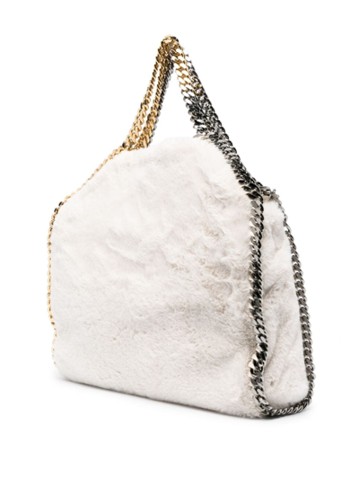 Stella Mccartney Falabella Faux Fur Tote Bag In Neutrals