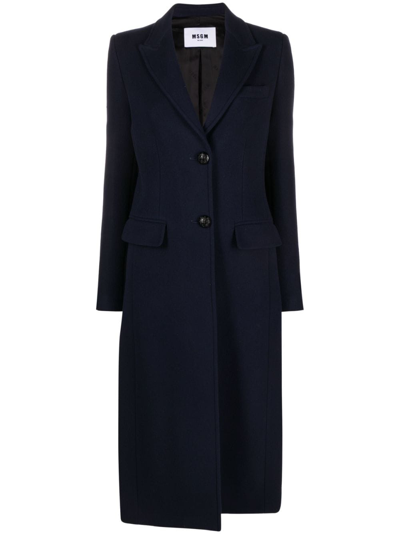 Shop Msgm Single-breasted Coat In Blue