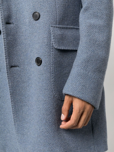 Shop Corneliani Notched-lapels Double-breasted Coat In Blue