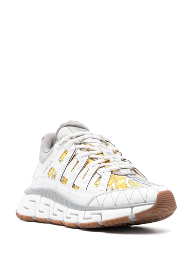 Versace White Leather Sneakers In Multi