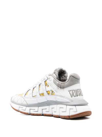 Versace White Leather Sneakers In Multi