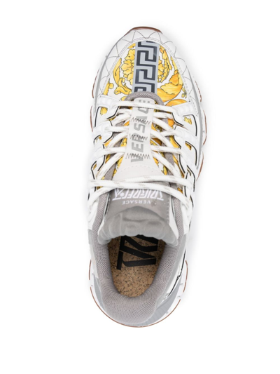 Versace White Leather Sneakers In Multi