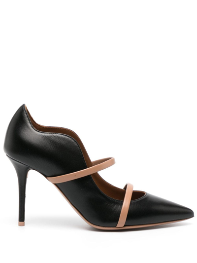 Shop Malone Souliers 87mm Stiletto Leather Pumps In Black