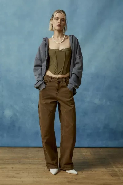 Shop Bdg Bella Baggy Carpenter Jean In Brown, Women's At Urban Outfitters