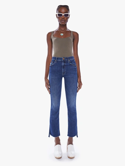 Shop Mother The Insider Crop Step Fray Teaming Up Jeans In Blue
