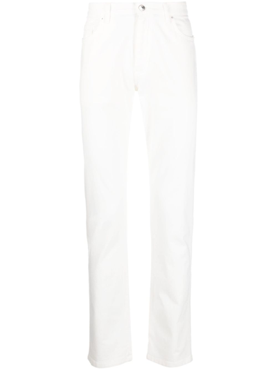 Shop Zegna White Mid-rise Slim Jeans