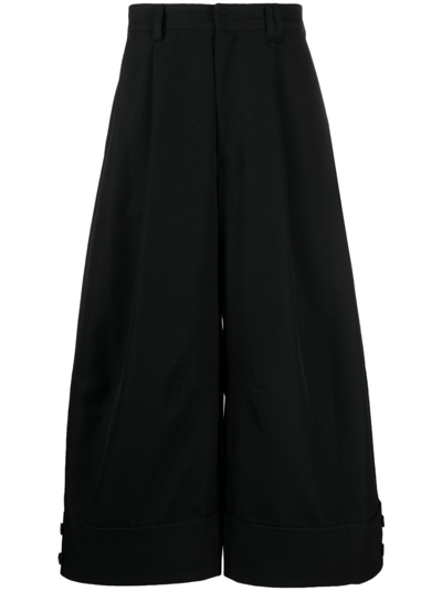 Shop Simone Rocha Black Cropped Wide-leg Trousers