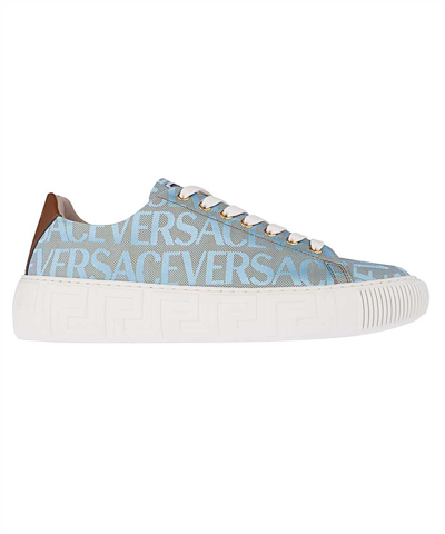 Shop Versace Greca Sneakers In Blue
