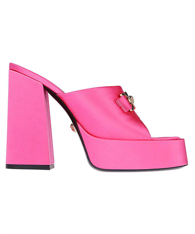 Shop Versace Medusa '95 Satin Platform Sandals In Pink