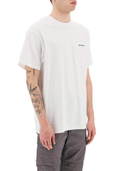 Shop Carhartt Logo Embroidery T-shirt In White