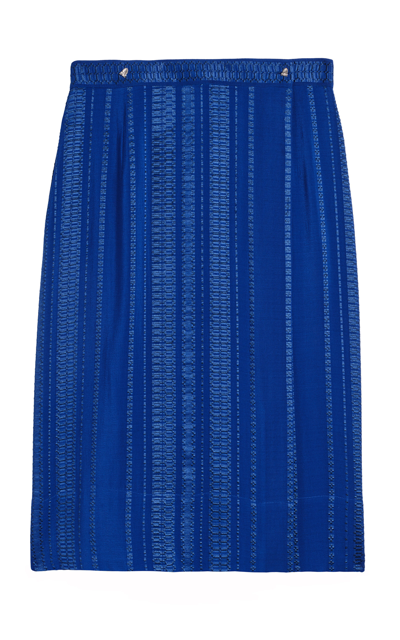 Shop Zeus + Dione Nemea Silk-blend Wrap Skirt In Blue