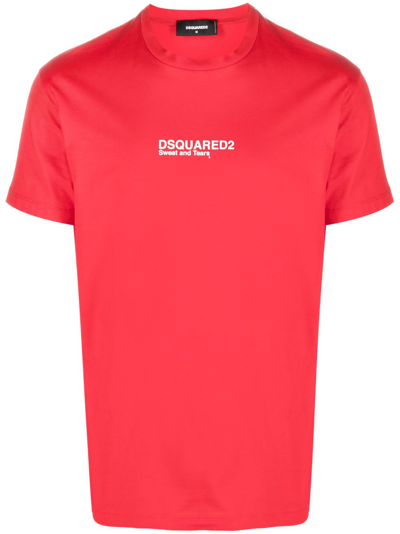 Shop Dsquared2 Logo-print Cotton T-shirt In Red