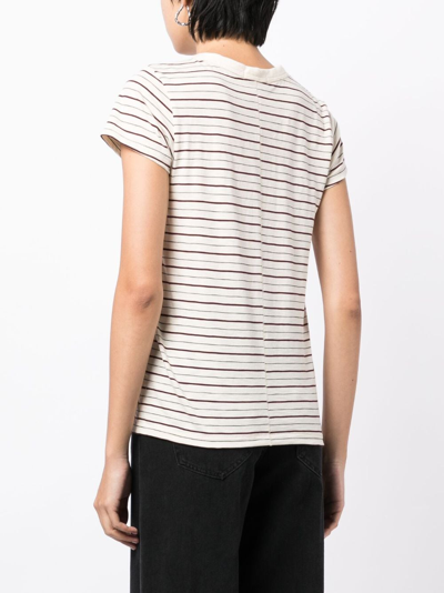 Shop Rag & Bone The Slub Stripe-print T-shirt In White