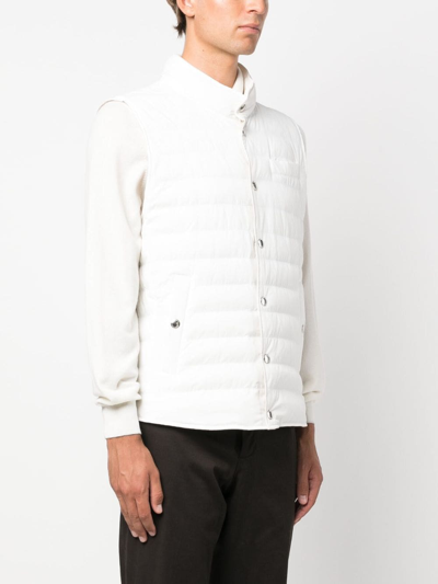 Shop Brunello Cucinelli Button-up Padded Vest In White