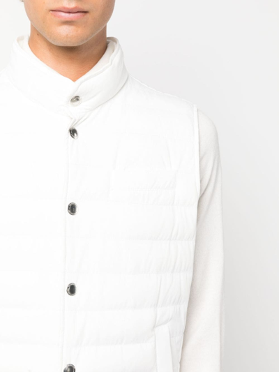 Shop Brunello Cucinelli Button-up Padded Vest In White