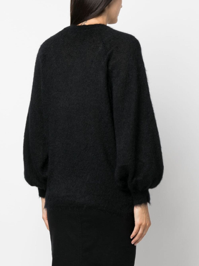 Shop Alberta Ferretti Brushed Long-sleeved Jumper In Black