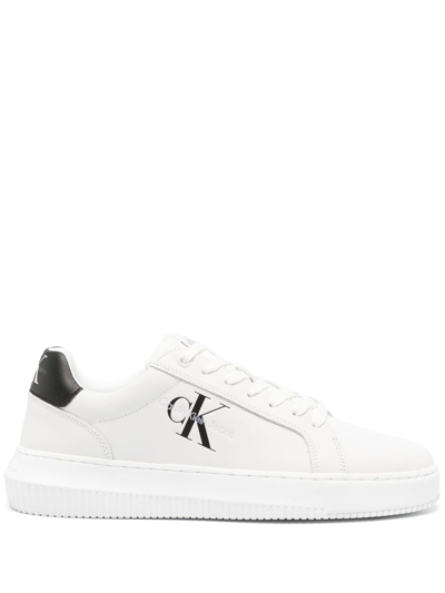 Shop Calvin Klein Logo-print Low-top Sneakers In White