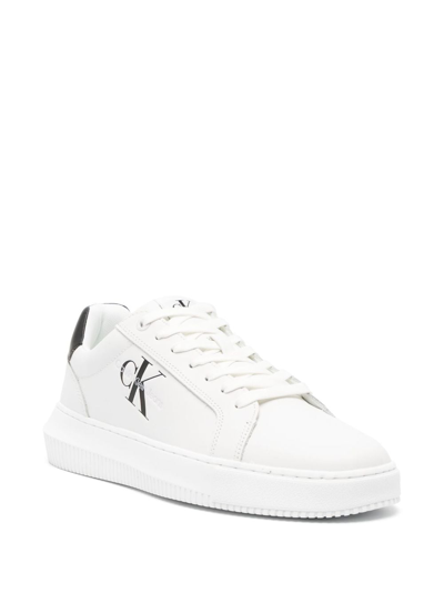 Shop Calvin Klein Logo-print Low-top Sneakers In White