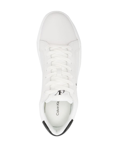 Shop Calvin Klein Logo-print Low-top Sneakers In White