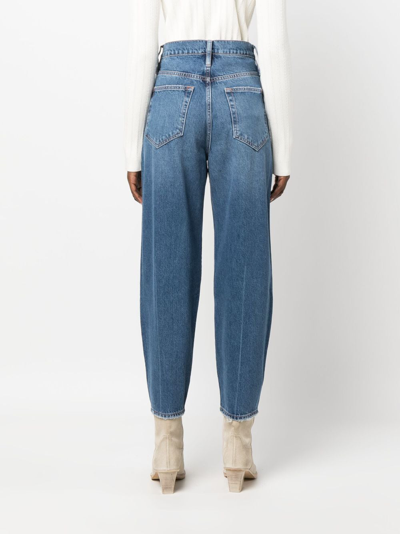 Shop Frame High-waist Cropped-leg Jeans In Blue
