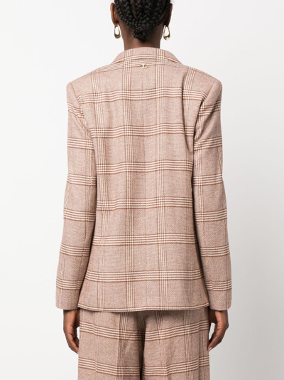 Twinset Double-breasted Checked Blazer In Brown