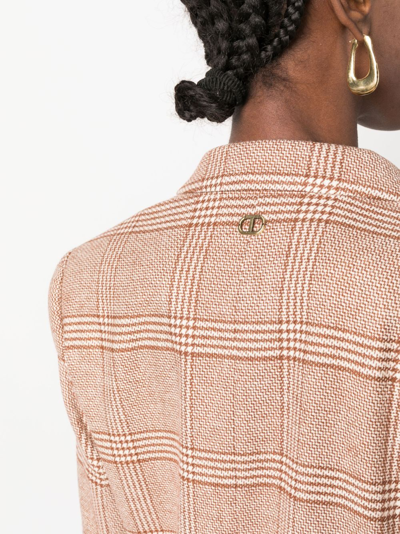 Twinset Double-breasted Checked Blazer In Brown