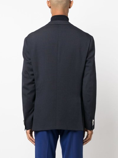 Corneliani Textured-finish Single-breasted Blazer In Blue
