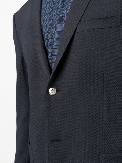 Corneliani Textured-finish Single-breasted Blazer In Blue