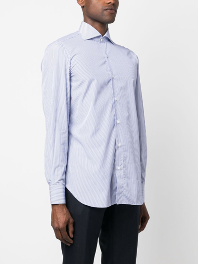 Finamore 1925 Napoli Spread-collar Striped Shirt In Blue