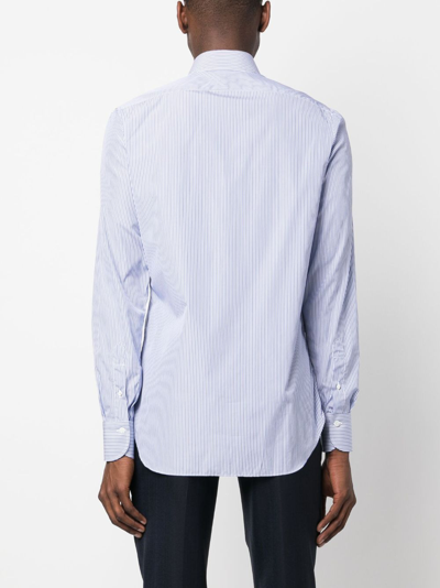 Finamore 1925 Napoli Spread-collar Striped Shirt In Blue