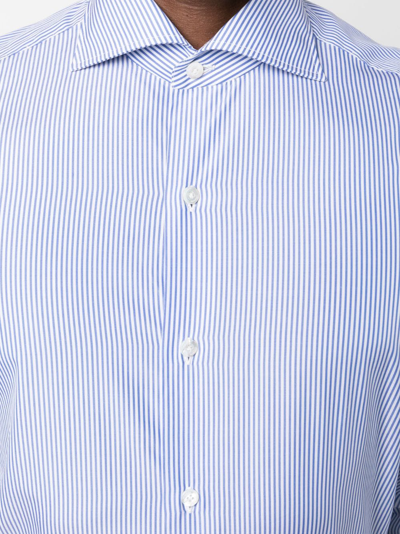 Shop Finamore 1925 Napoli Spread-collar Striped Shirt In Blue