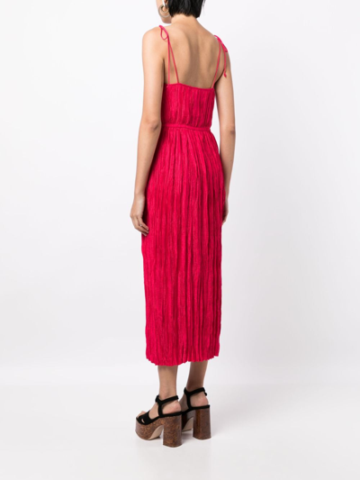 Ulla Johnson Orla Tie-shoulder Plissé Midi Dress In Pink