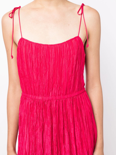Ulla Johnson Orla Tie-shoulder Plissé Midi Dress In Pink