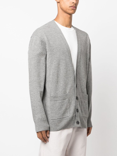 Shop Apc Fine-knit V-neck Cardigan In Grey