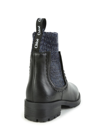 Shop Chloé Sock-style Ankle Leather Boots In Black