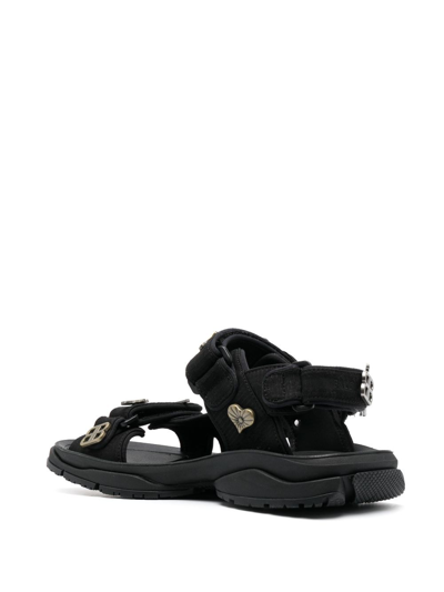 Shop Balenciaga Tourist Touch-strap Sandals In Black