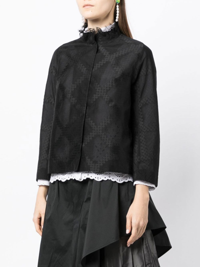 Shop Shiatzy Chen Lace Collar Jacket Set In Black