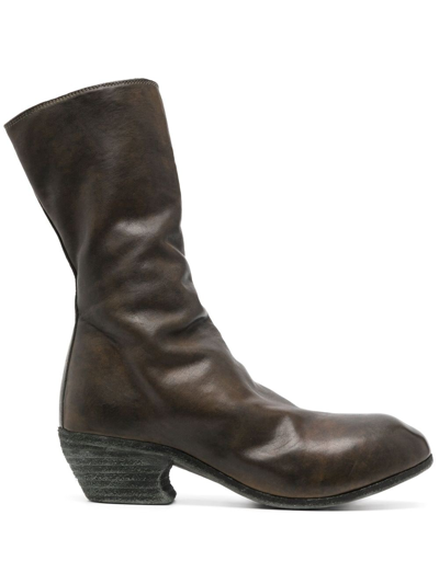 Shop Guidi 60mm Leather Ankle Boots In Cv31t Green/borwn