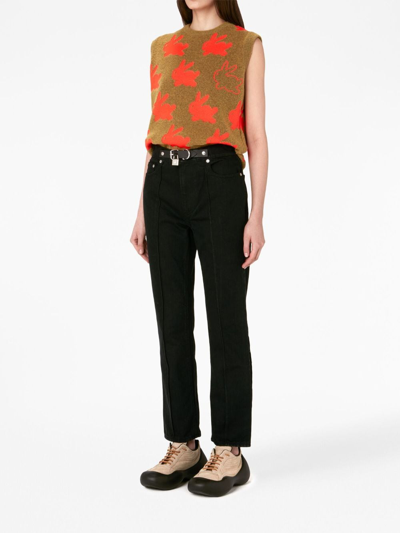 Jw Anderson Cotton Denim Padlock Belt Slim Fit Jeans In Black