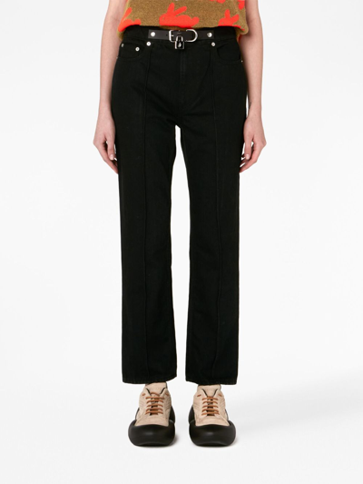 Jw Anderson Cotton Denim Padlock Belt Slim Fit Jeans In Black