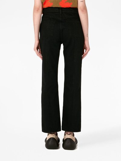 Jw Anderson Cotton Denim Padlock Belt Slim Fit Jeans In Black
