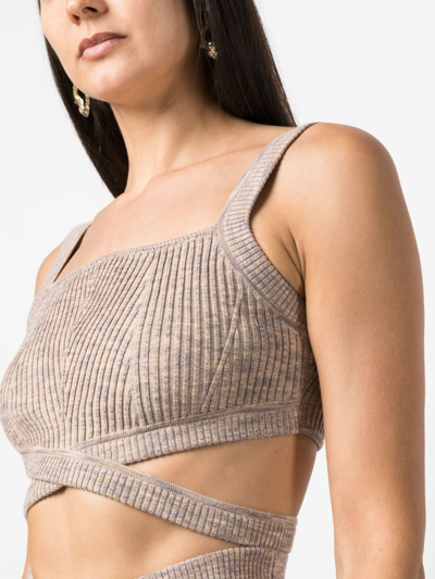 Shop Cult Gaia Sayda Cropped Knitted Top In Brown