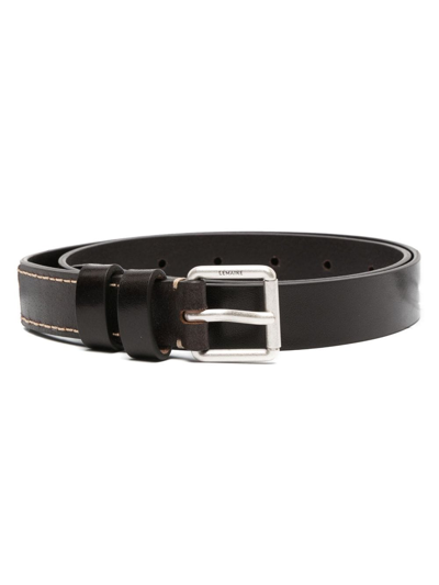 Lemaire Logo-engraved Leather Belt In Brown