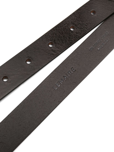 Shop Lemaire Logo-engraved Buckle Leather Belt In Brown