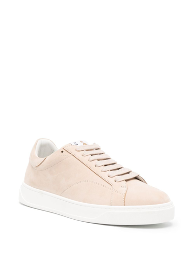 Shop Lanvin Ddb0 Leather Sneakers In Neutrals