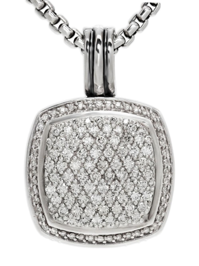 Pre-owned David Yurman Sterling Silver Albion Diamond Pendant Necklace